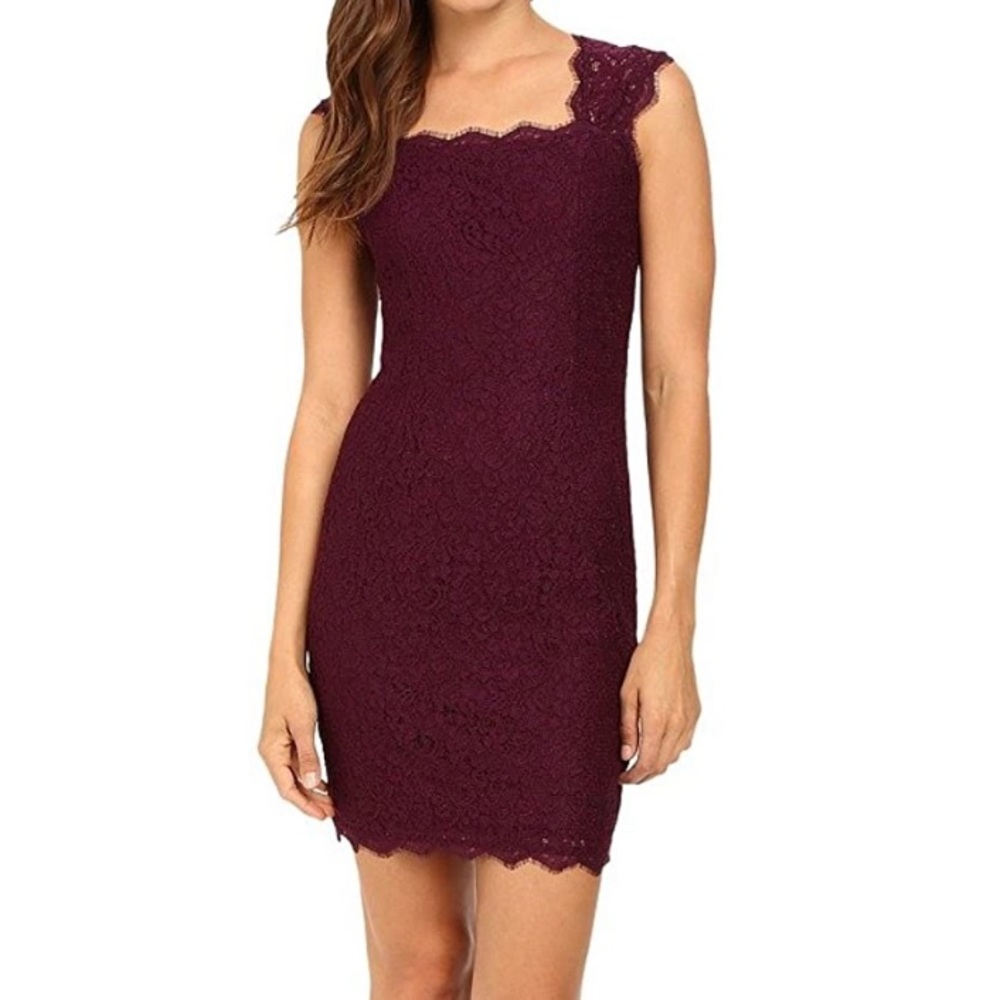 Adrianna Papell Mulberry Lace Cap Sleeve Sheath Cocktail Dress